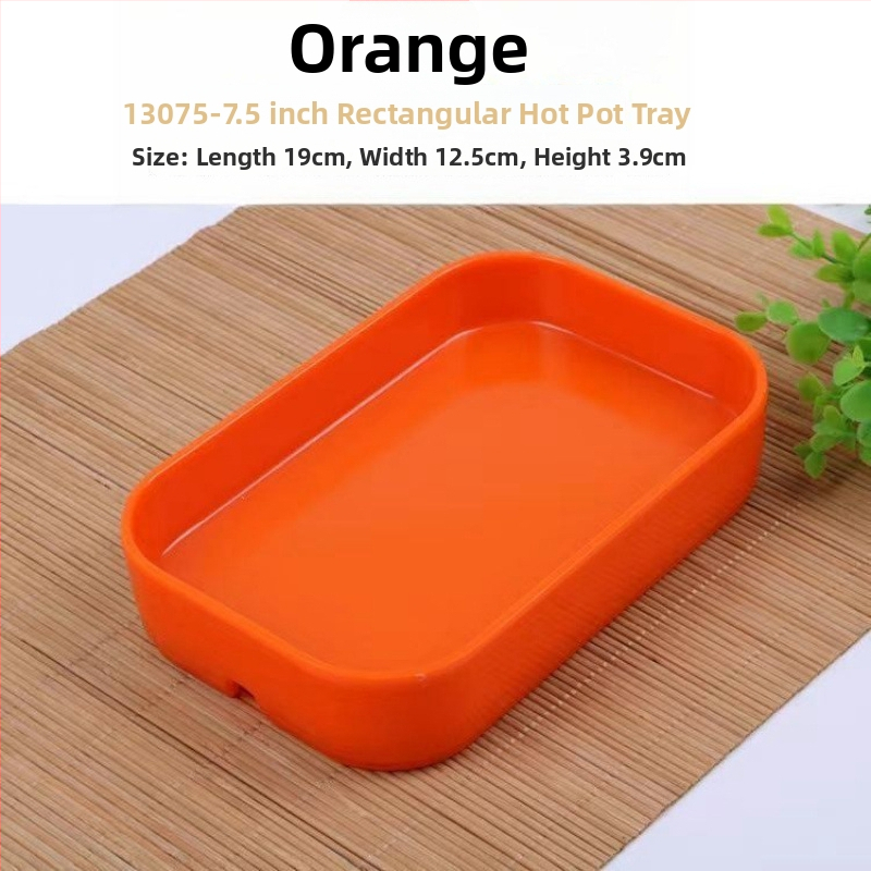 Pravouhlý plastový tanier na morské plody, pre hot pot a BBQ – podglazúrový povrch, moderný minimalistický štýl