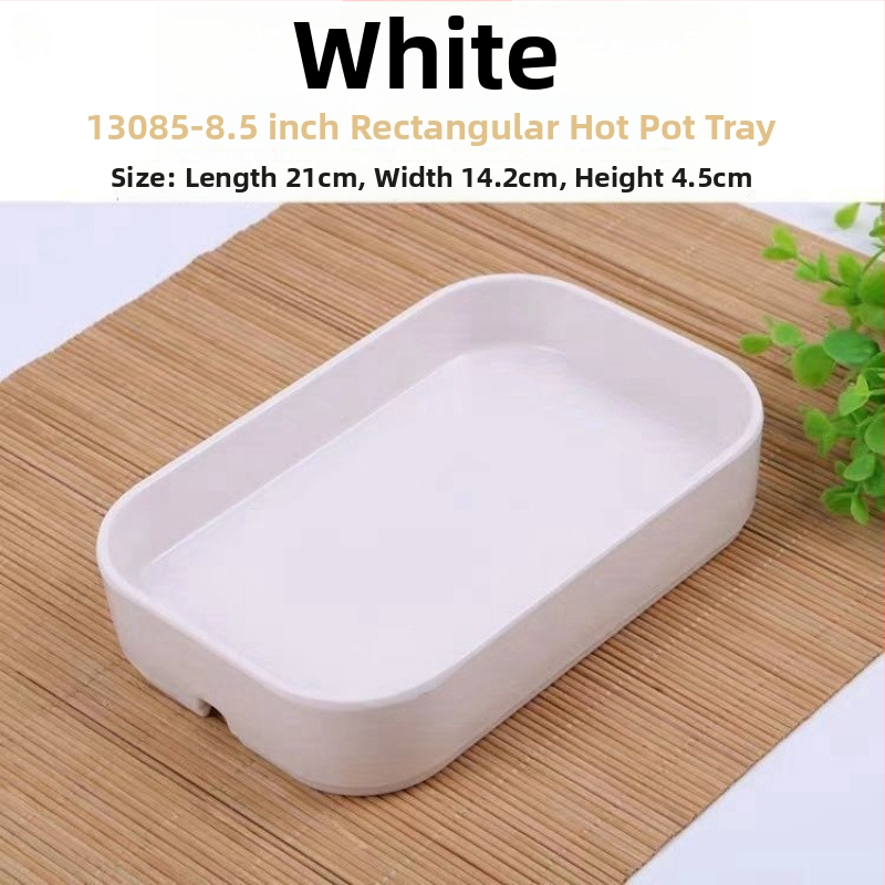Pravouhlý plastový tanier na morské plody, pre hot pot a BBQ – podglazúrový povrch, moderný minimalistický štýl