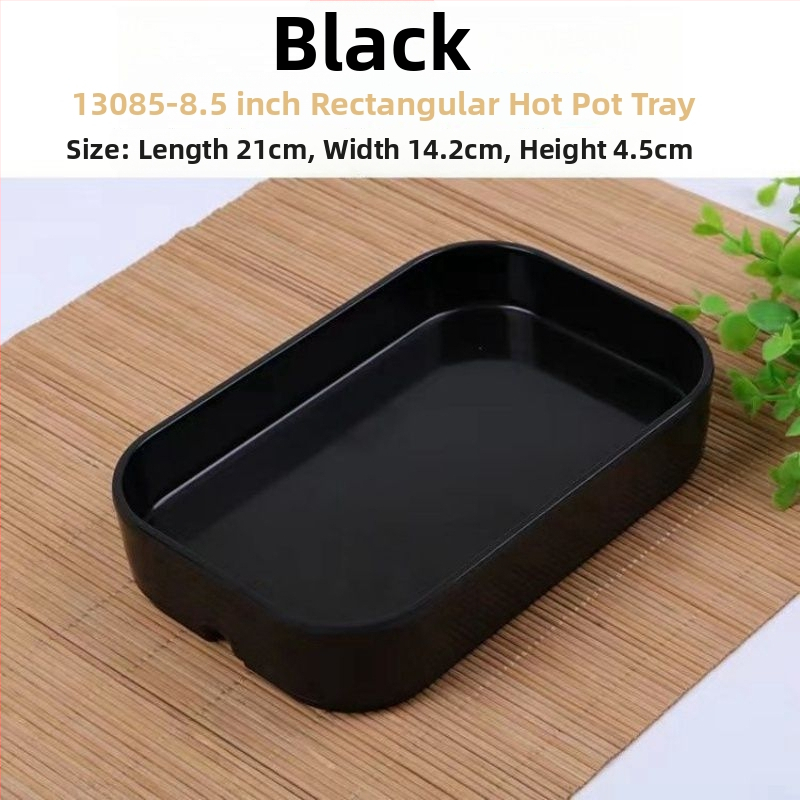 Pravouhlý plastový tanier na morské plody, pre hot pot a BBQ – podglazúrový povrch, moderný minimalistický štýl