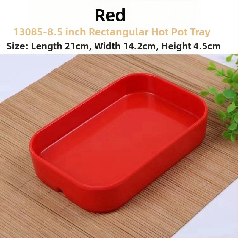 Pravouhlý plastový tanier na morské plody, pre hot pot a BBQ – podglazúrový povrch, moderný minimalistický štýl