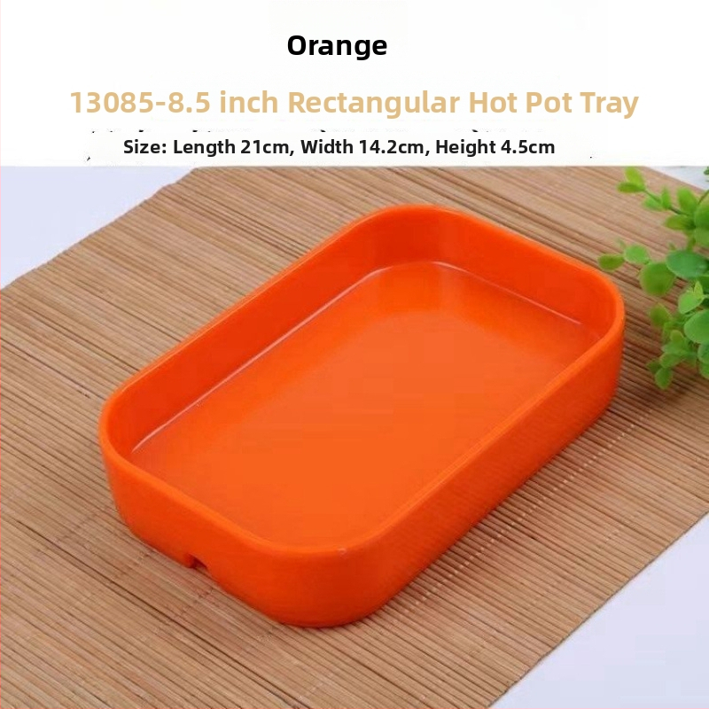 Pravouhlý plastový tanier na morské plody, pre hot pot a BBQ – podglazúrový povrch, moderný minimalistický štýl