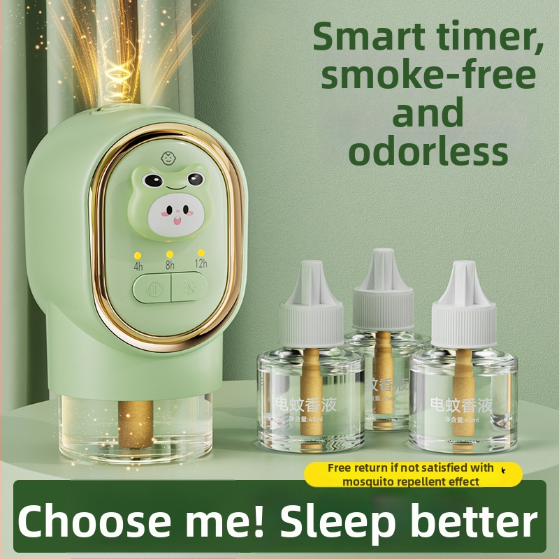 Încălzitor electric repelent pentru țânțari, cu lichid inodor – Difuzor cu ulei esențial pentru spații de peste 61 m², LED, carcasă ABS