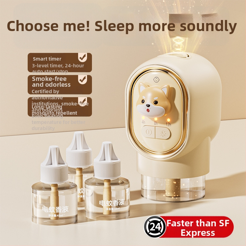 Încălzitor electric repelent pentru țânțari, cu lichid inodor – Difuzor cu ulei esențial pentru spații de peste 61 m², LED, carcasă ABS