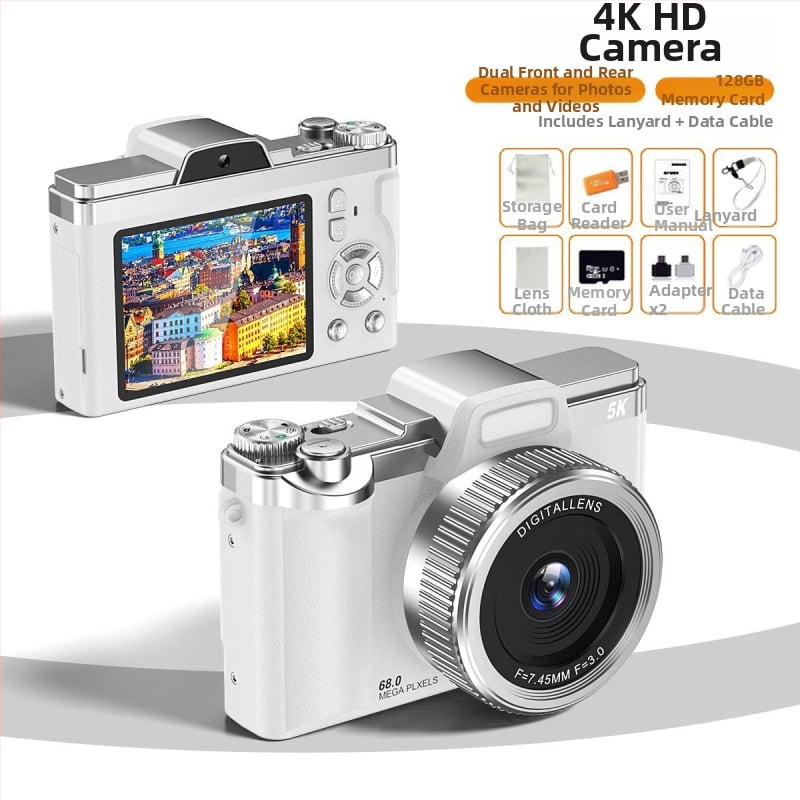 CCD digitaalne retrokaamera kahekordse selfie-kaameraga (68 MP • 16x optiline zoom • 2.7in LCD • periskoopne objektiiv • CCD sensor 1/1.7)