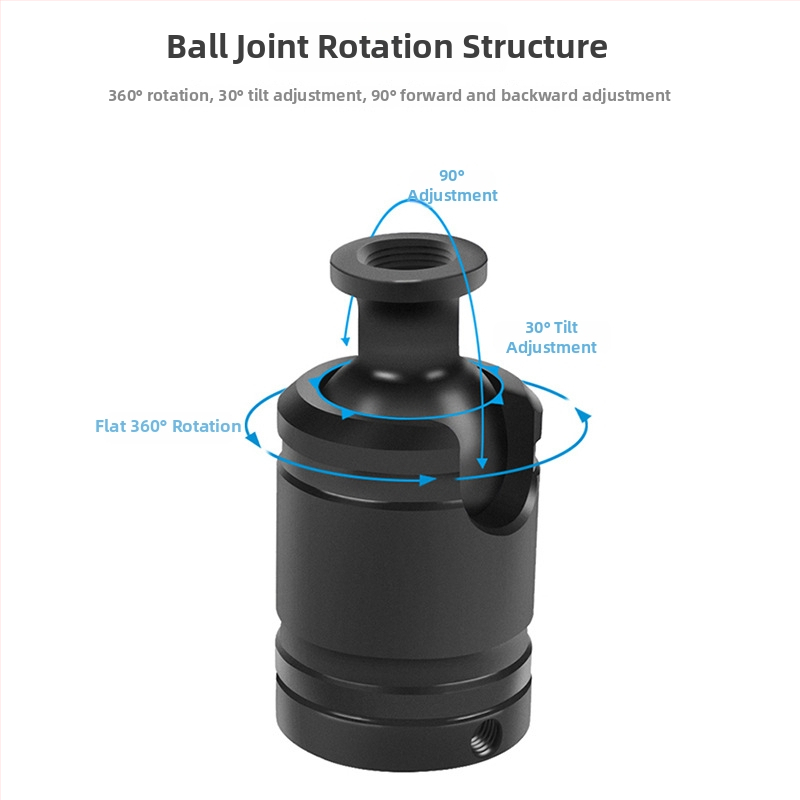 Universaalne pallipea püsiva dämpimisega, magnetkinnitus, 1/4-tollise keermeliidese, 360° pöörlemine