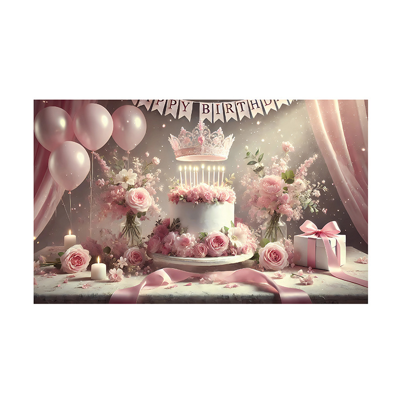 Fundal de ziua de naștere cu motiv fluture, Material poliester, Stil 28905, Fundal pentru ziua de naștere, Accesorii pentru amenajarea spațiului