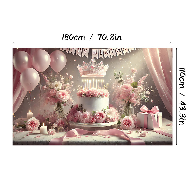 Fundal de ziua de naștere cu motiv fluture, Material poliester, Stil 28905, Fundal pentru ziua de naștere, Accesorii pentru amenajarea spațiului