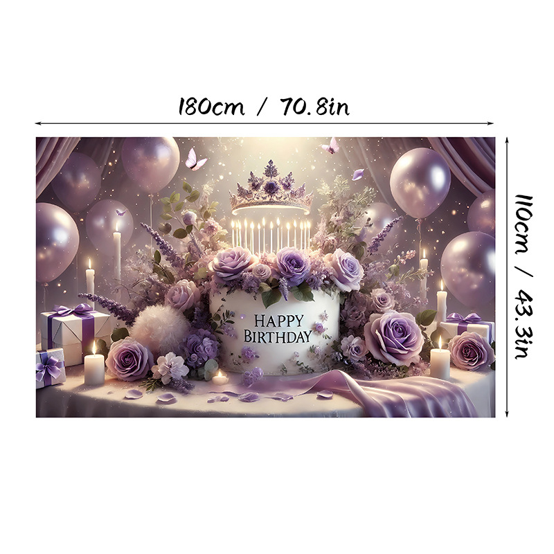 Fundal de ziua de naștere cu motiv fluture, Material poliester, Stil 28905, Fundal pentru ziua de naștere, Accesorii pentru amenajarea spațiului