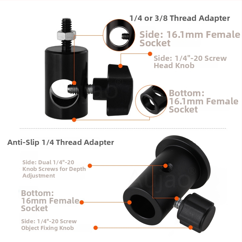 Cap de adaptor pentru stativ de iluminat 1/4 inch — montură pentru fotografie, pentru camere fără oglindă, bază 3/8 inch