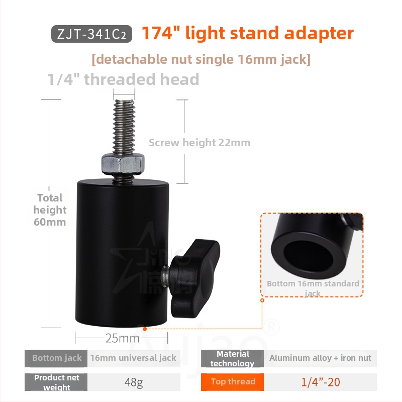 Cap de adaptor pentru stativ de iluminat 1/4 inch — montură pentru fotografie, pentru camere fără oglindă, bază 3/8 inch