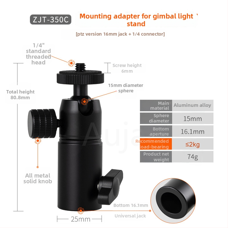 Cap de adaptor pentru stativ de iluminat 1/4 inch — montură pentru fotografie, pentru camere fără oglindă, bază 3/8 inch