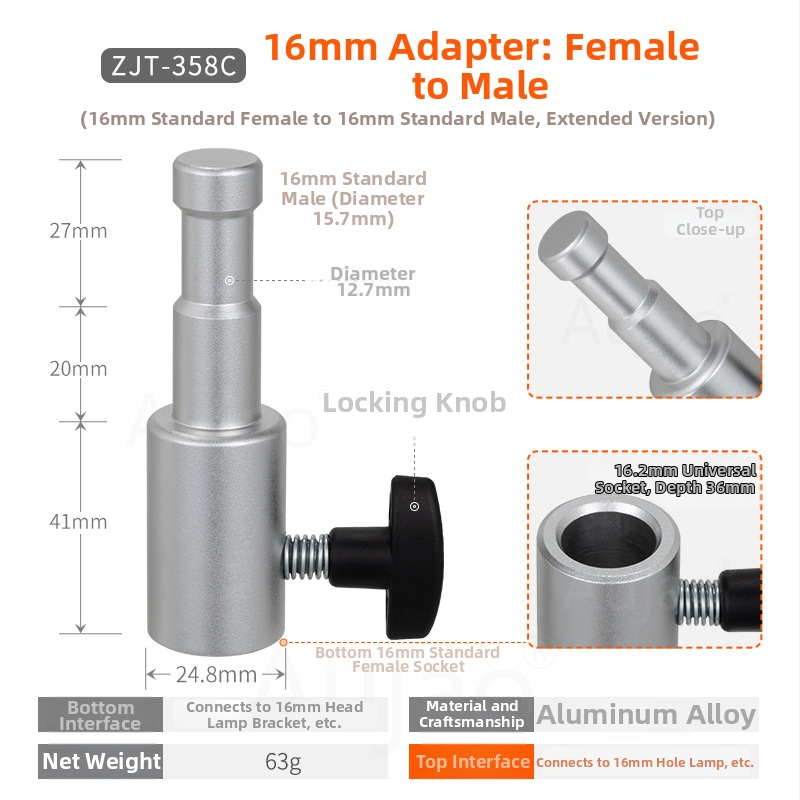 Cap de adaptor pentru stativ de iluminat 1/4 inch — montură pentru fotografie, pentru camere fără oglindă, bază 3/8 inch