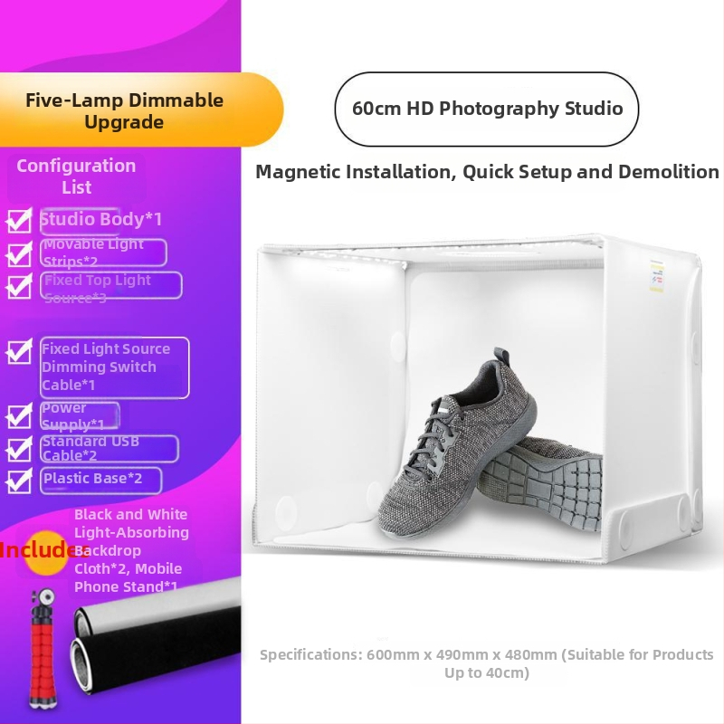 60 cm sulankstomas softbox studijos apšvietimo rinkinys elektroninei prekybai