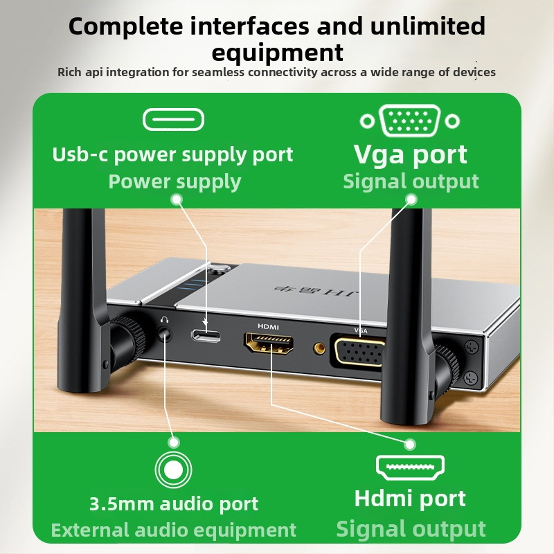 Uzņēmējdarbības klases bezvadu ekrāna atskaņas ierīce, 4K HDMI/VGA, AM8270 procesors, 1GB RAM, 5G divjoslu Wi‑Fi, OEM-ready