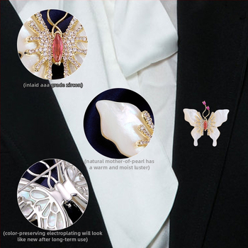 Καρφίτσα πεταλούδας για γυναίκες, οικολογικός χαλκός με ζιρκόν σε επένδυση, γυναικείο στυλ μόδας, Χειμώνας 2025