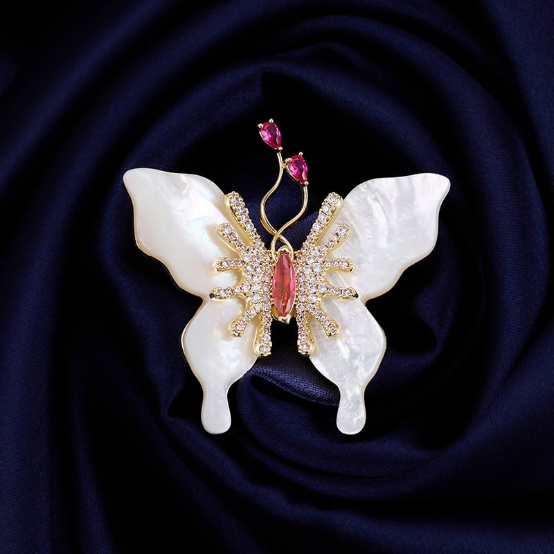 Καρφίτσα πεταλούδας για γυναίκες, οικολογικός χαλκός με ζιρκόν σε επένδυση, γυναικείο στυλ μόδας, Χειμώνας 2025