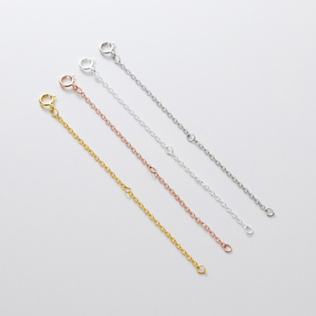 S925 ezüst hosszabbító nyaklánc keresztlánccal, rugós zár, koreai geometriai stílus