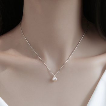 Ogrlica od srebra 99 s prirodnim slatkovodnim biserom, ručna izrada, kutijasti lanac, vila stil