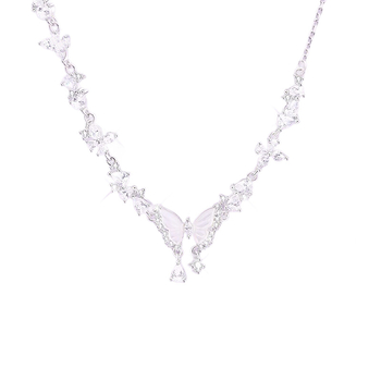 Ogrlica s motivom leptira od srebra 925, cirkonijem, O-lanac, 41–50 cm, oko 5,2 g, za žene