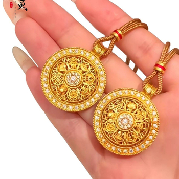 Colier: Pandantiv compas cu opt comori, pandantiv rotund gol, rotativ, design geometric, alamă placată cu aur, primăvara 2025