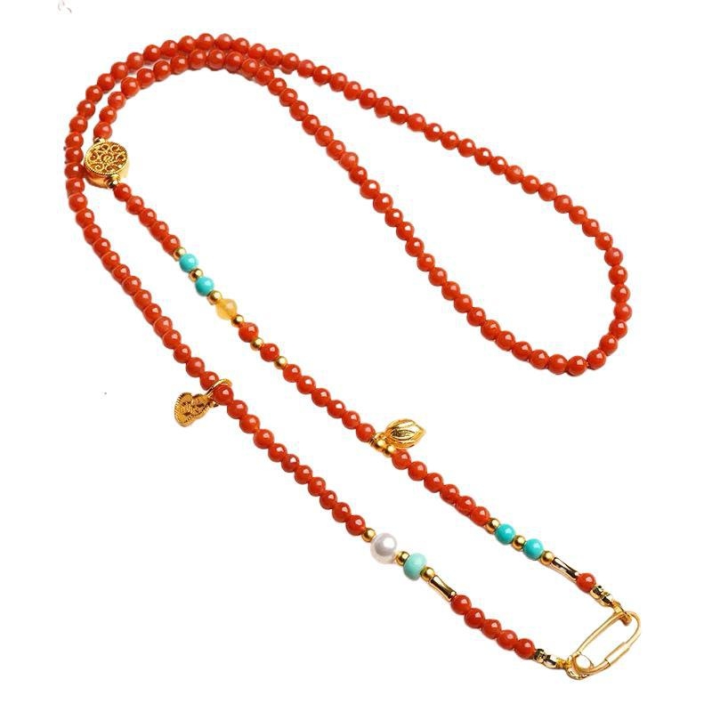 Colier geometric lucrat manual, din cupru și zirconiu, pandantiv din aur 18K, stil pastoral, unisex