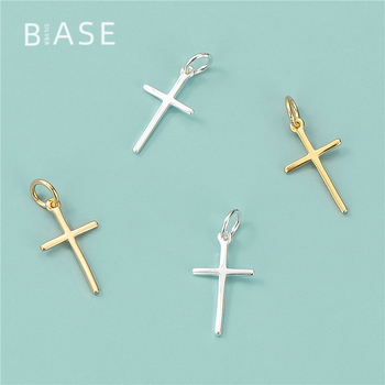 Kryžiaus pakabukas iš 925 sidabro su auksavimu — mažas rankų darbo DIY karoliukų bižuterijos pakabukas