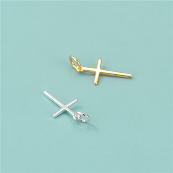 Kryžiaus pakabukas iš 925 sidabro su auksavimu — mažas rankų darbo DIY karoliukų bižuterijos pakabukas