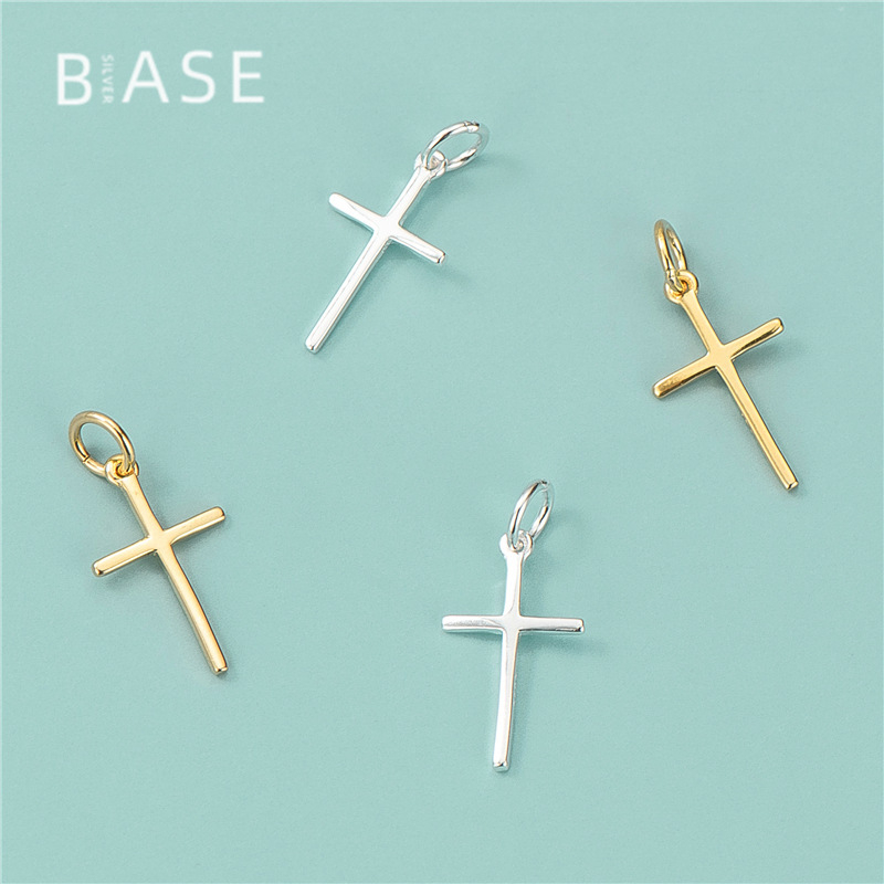 Kryžiaus pakabukas iš 925 sidabro su auksavimu — mažas rankų darbo DIY karoliukų bižuterijos pakabukas