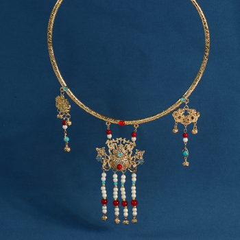 Κολιέ vintage σε χρώμα κράμα με φούντες, γεωμετρικός σχεδιασμός Hanfu, αλυσίδα με μπίλιες, 100 g, κυκλοφορία φθινοπωρίου 2024, για γυναίκες