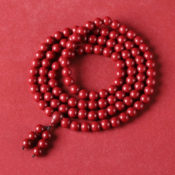 Huiya cinnabar karkötő, kézzel készített, 108 gyöngy, uniszex, természetes stílus