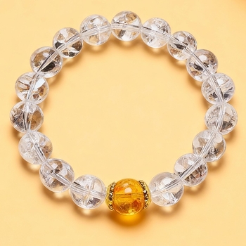 Kristály karkötő kerek gyöngyökkel, uniszex stílus, ingázó stílus, természetes feldolgozás