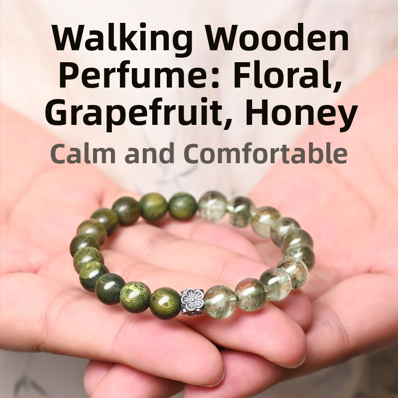 Brățară geometrică din lemn de santal pentru unisex, finisare fină