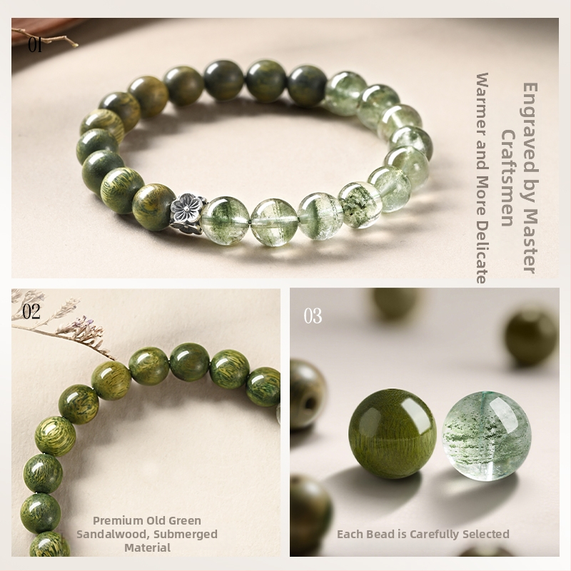 Brățară geometrică din lemn de santal pentru unisex, finisare fină