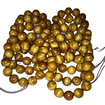 Brățară din Golden nan, 12 mărgele rotunde, lucrat manual, stil natural, unisex