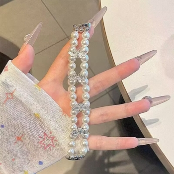 Taosi Bamboo remen za sat, dizajn dvostrukog reda bisernih leptira, materijal: smola, izlazak: proljeće 2025, stil: sladak, svjež i sladak