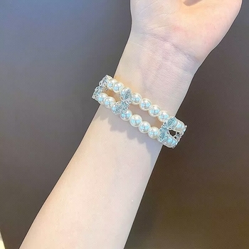 Taosi Bamboo remen za sat, dizajn dvostrukog reda bisernih leptira, materijal: smola, izlazak: proljeće 2025, stil: sladak, svjež i sladak