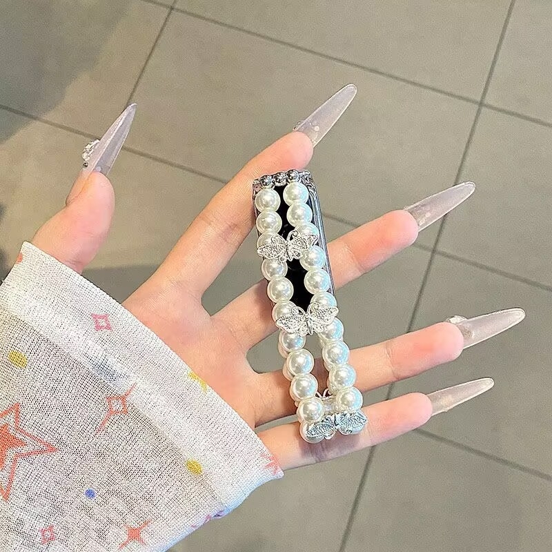 Taosi Bamboo remen za sat, dizajn dvostrukog reda bisernih leptira, materijal: smola, izlazak: proljeće 2025, stil: sladak, svjež i sladak