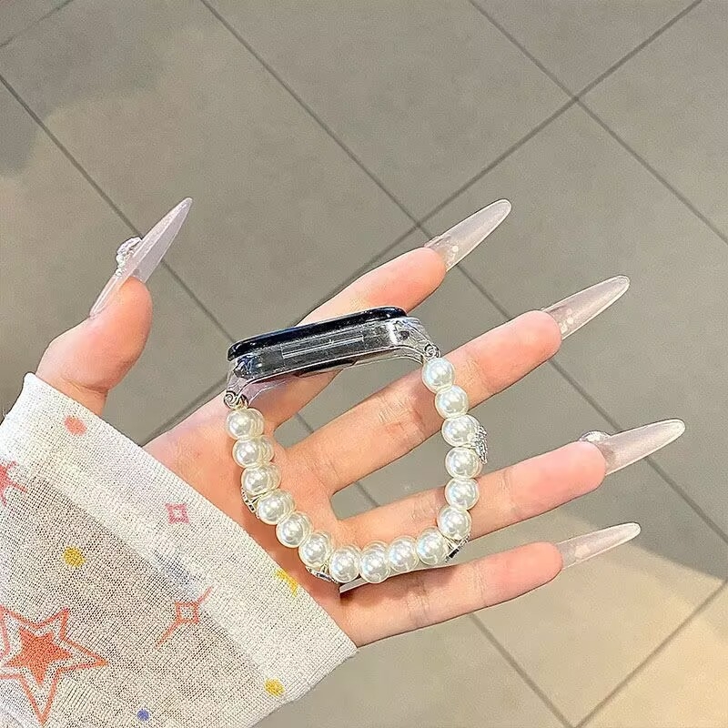 Taosi Bamboo remen za sat, dizajn dvostrukog reda bisernih leptira, materijal: smola, izlazak: proljeće 2025, stil: sladak, svjež i sladak