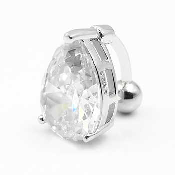 925-сребърен пръстен за пъп с капковиден циркон, унисекс, електроплатиран