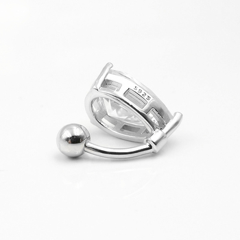 925-сребърен пръстен за пъп с капковиден циркон, унисекс, електроплатиран