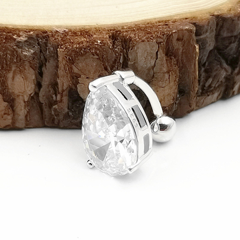 925-сребърен пръстен за пъп с капковиден циркон, унисекс, електроплатиран