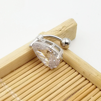 925-сребърен пръстен за пъп с капковиден циркон, унисекс, електроплатиран