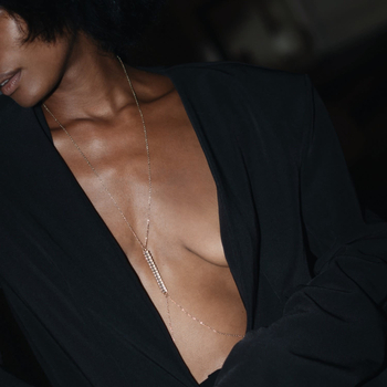 Lančić za prsa s cirkonima, slobodni kamen, bijeli kristal, elektroplatiranje