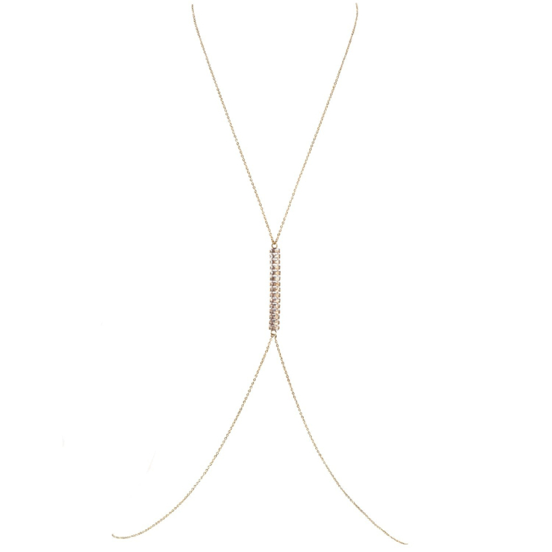 Lančić za prsa s cirkonima, slobodni kamen, bijeli kristal, elektroplatiranje