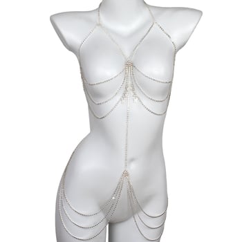 Ženska tijelo lanac za prsa – leptir geometrijski dizajn s kristalima, legura ugravirana kamenja, Princess serija, prilagodljivo