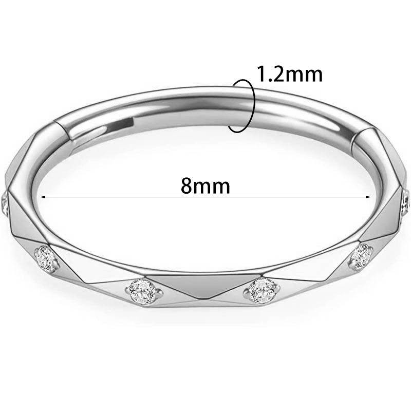 Zessen γεωμετρικό δαχτυλίδι μύτης από ανοξείδωτο ατσάλι με ζιρκόν κρύσταλλα