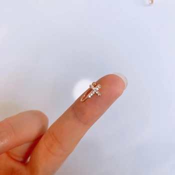 Clip nazal cu zirconiu, placare aur 18K pe cupru, design inimă, unisex