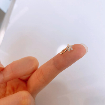 Clip nazal cu zirconiu, placare aur 18K pe cupru, design inimă, unisex