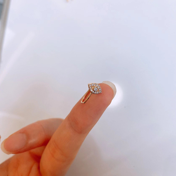 Clip nazal cu zirconiu, placare aur 18K pe cupru, design inimă, unisex