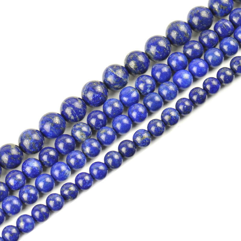 Mărgele libere din lazurit, formă rotundă, AA, model totem, lustruite și șlefuite